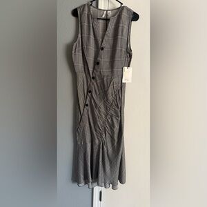 Lewit Black and White NWT $379 Size 10 Houndstooth Plaid Dress Nordstrom